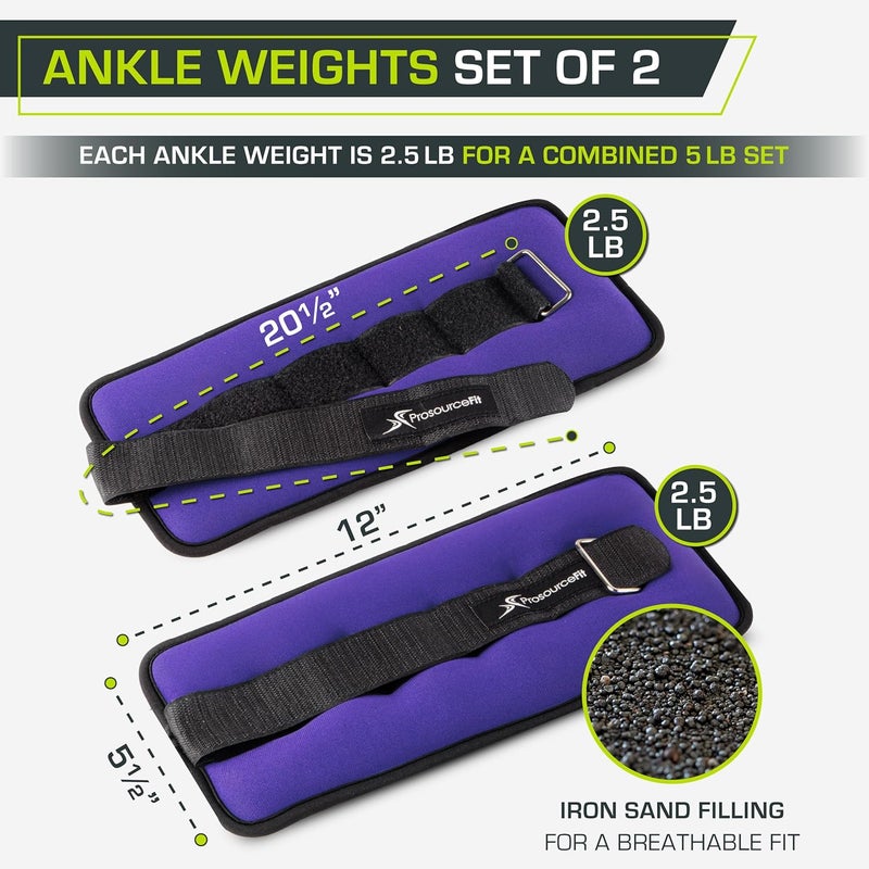 ProSourceFit Ankle/Wrist and Arm/Leg Weights Set of 2, Adjustable Strap 1 lb-5 lb, Adjustable Weight 15 lb, 10 lb, 7 lb for Men and Women - Image 2